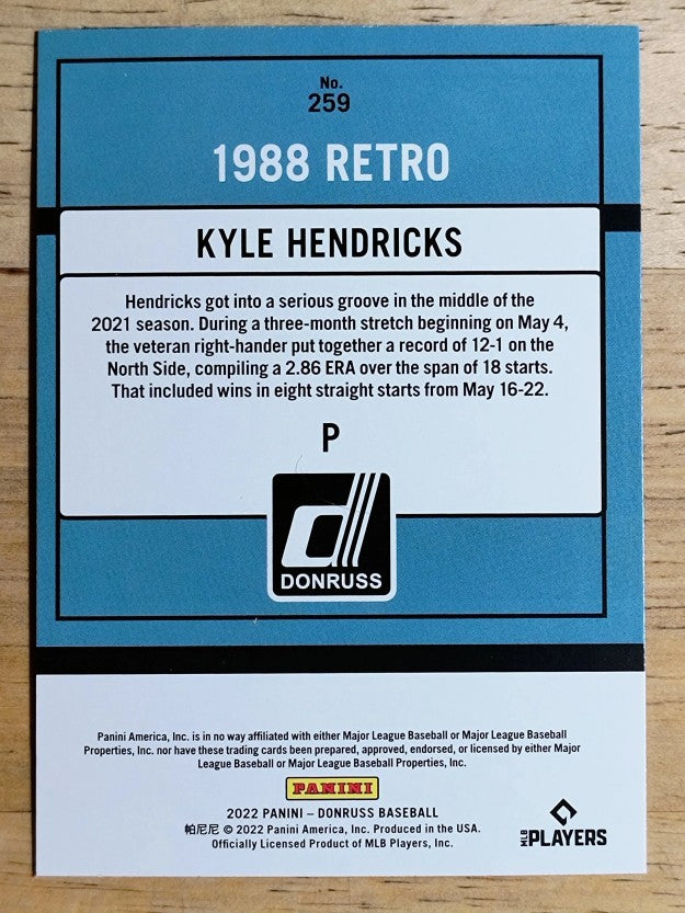 2022 Donruss Holo Blue #259 Kyle Hendricks RETRO