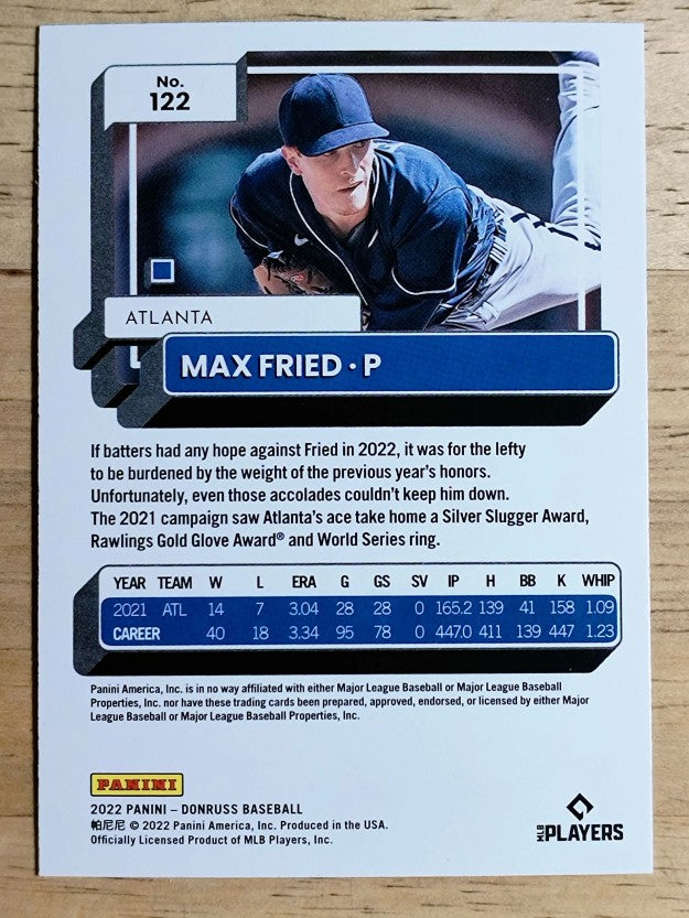 2022 Donruss Holo Blue #122 Max Fried