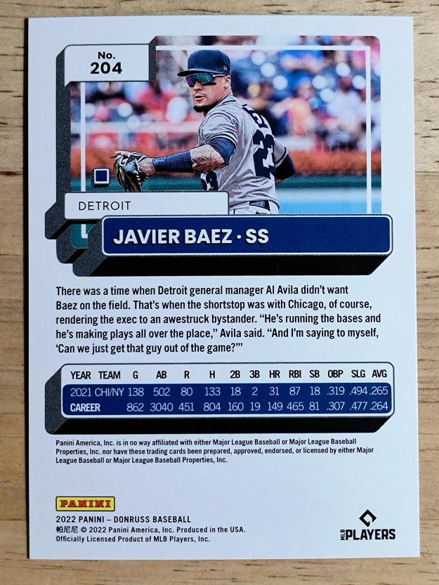2022 Donruss Holo Blue #204 Javier Baez