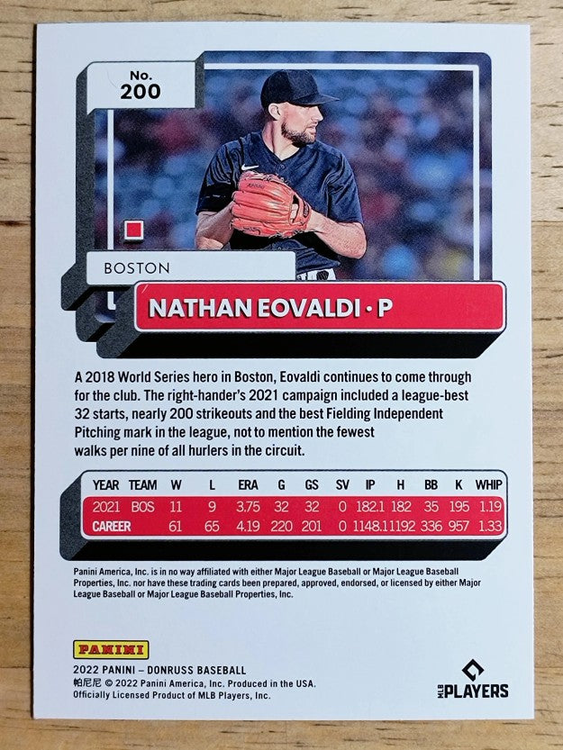 2022 Donruss Holo Blue #200 Nathan Eovaldi