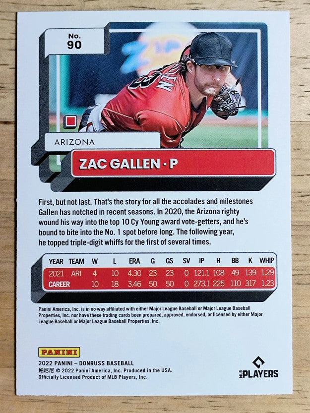 2022 Donruss Holo Blue #90 Zac Gallen