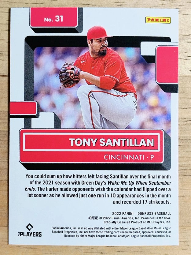 2022 Donruss Holo Blue #31 Tony Santillan RR