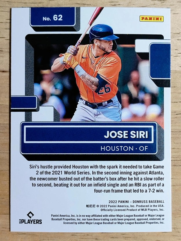 2022 Donruss Holo Blue #62 Jose Siri RR