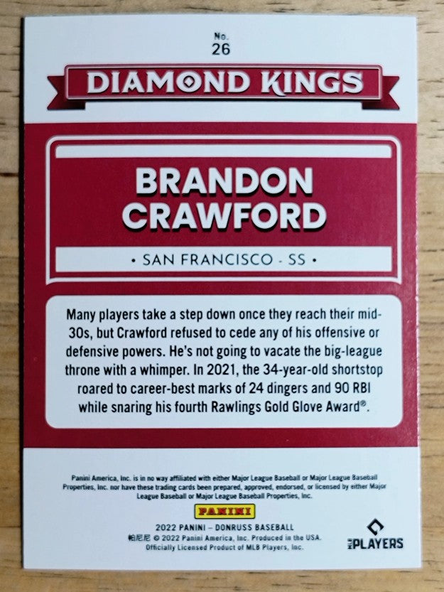 2022 Donruss Holo Blue #26 Brandon Crawford DK