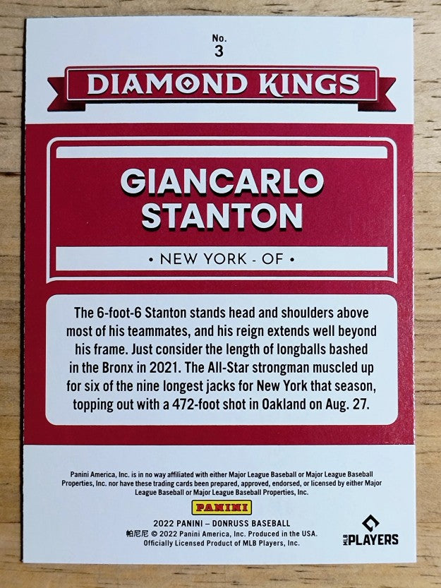 2022 Donruss Holo Blue #3 Giancarlo Stanton DK