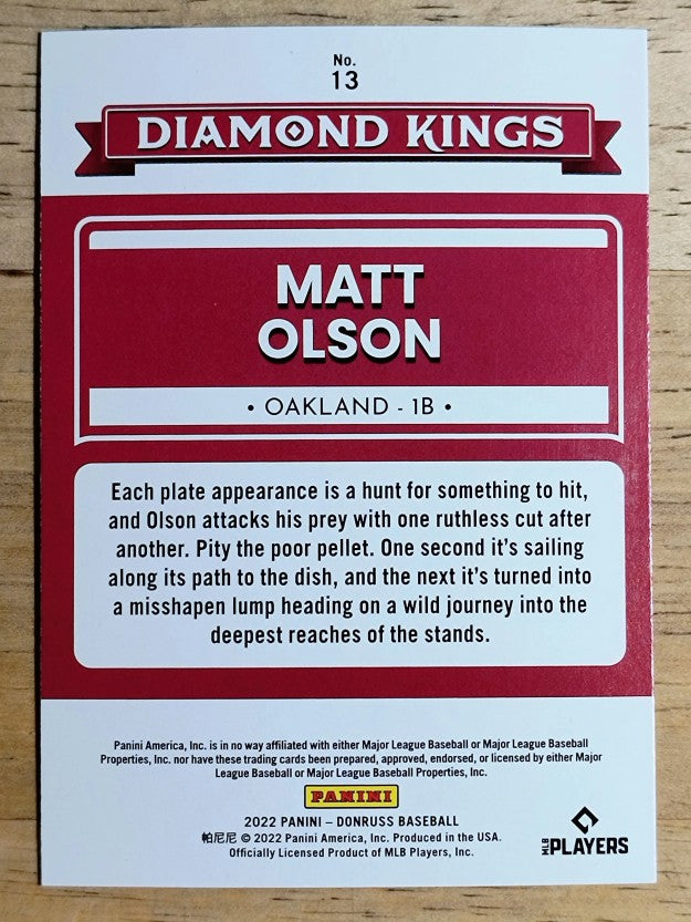 2022 Donruss Holo Blue #13 Matt Olson DK