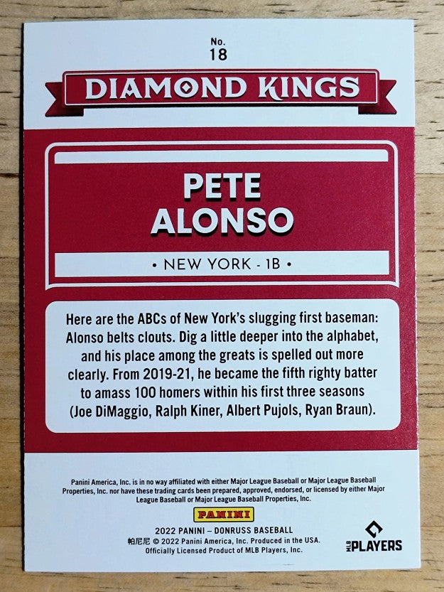 2022 Donruss Holo Blue #18 Pete Alonso DK