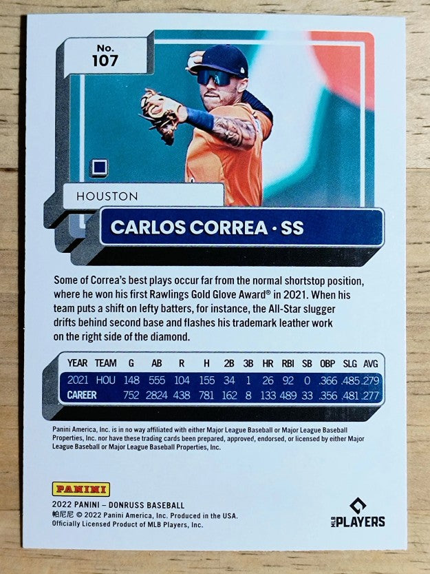 2022 Donruss Holo Blue #107 Carlos Correa