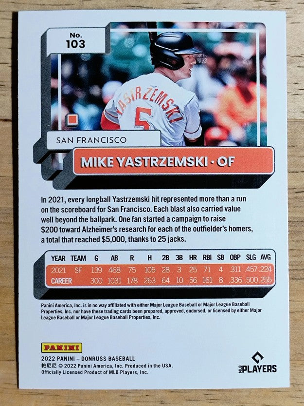 2022 Donruss Holo Blue #103 Mike Yastrzemski