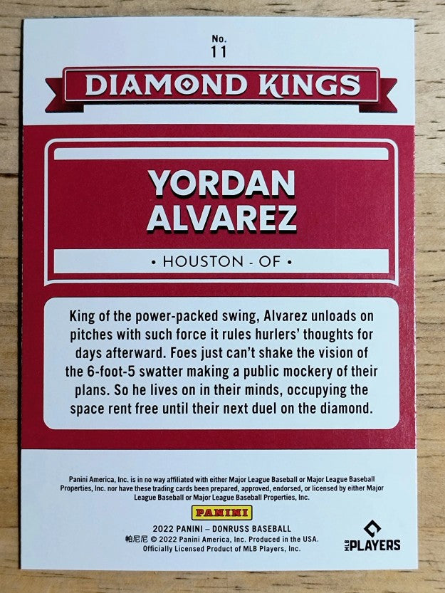 2022 Donruss Holo Blue #11 Yordan Alvarez DK