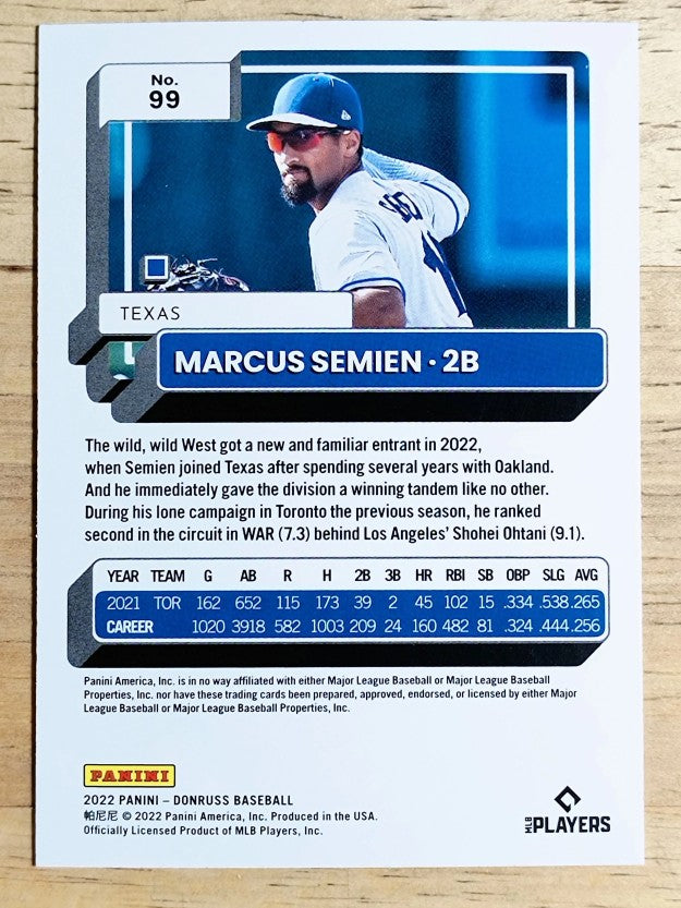 2022 Donruss Holo Blue #99 Marcus Semien