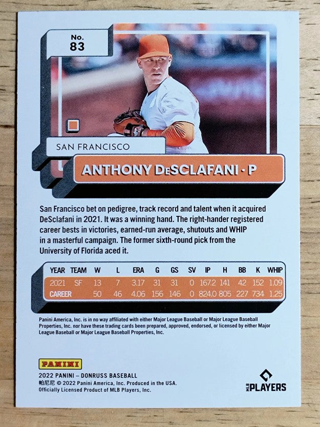 2022 Donruss Holo Blue #83 Anthony DeSclafani