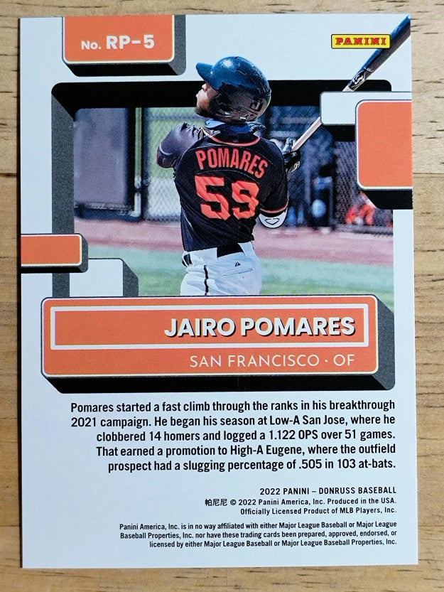 2022 Donruss Rated Prospects #5 Jairo Pomares