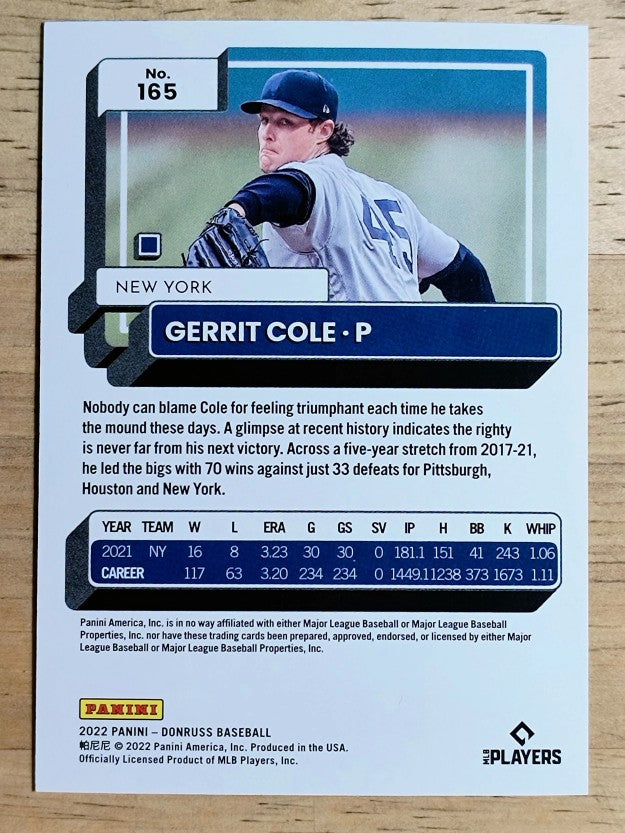 2022 Donruss Red #165 Gerrit Cole