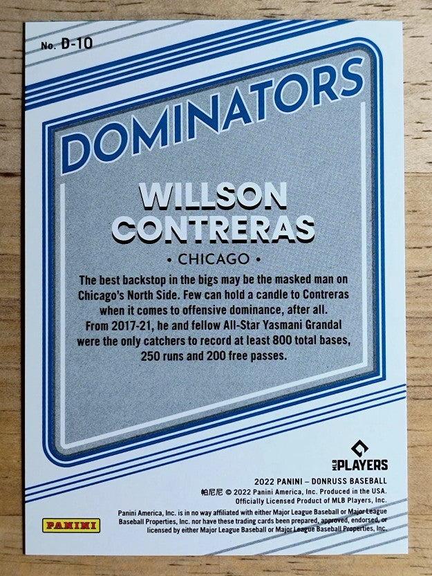 2022 Donruss Dominators Blue #10 Willson Contreras
