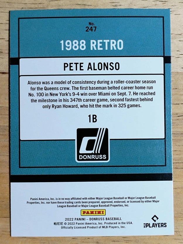 2022 Donruss Variations Holo Blue #247 Pete Alonso RETRO