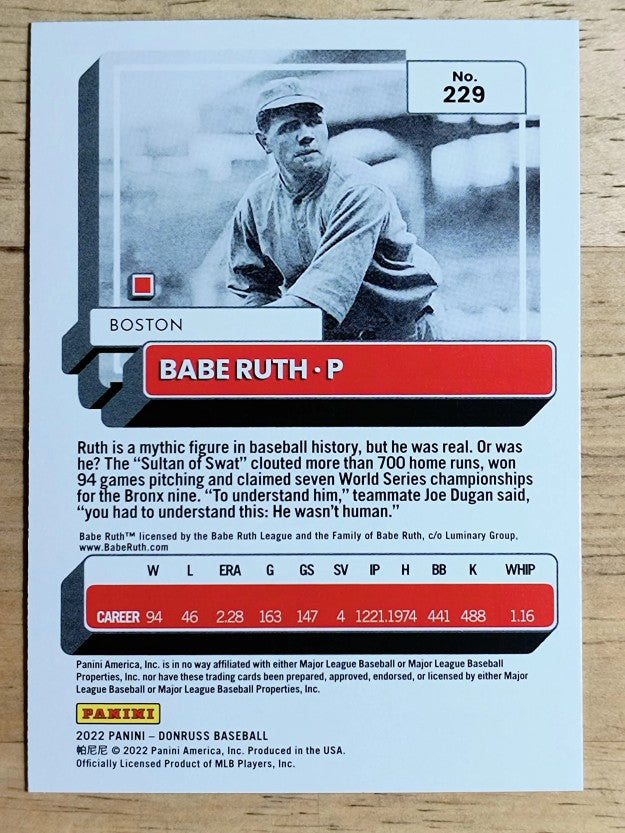 2022 Donruss Variations Holo Blue #229 Babe Ruth