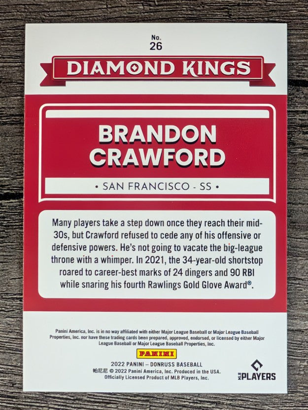 2022 Donruss Holo Blue #26 Brandon Crawford DK