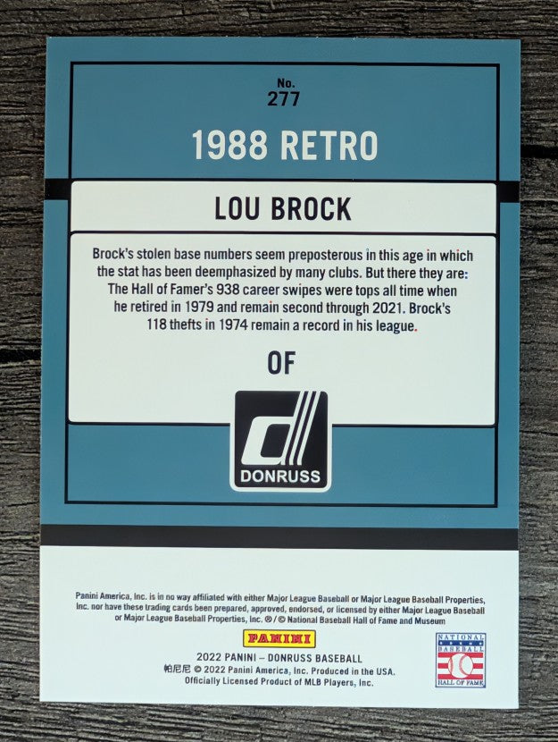 2022 Donruss Holo Blue #277 Lou Brock RETRO