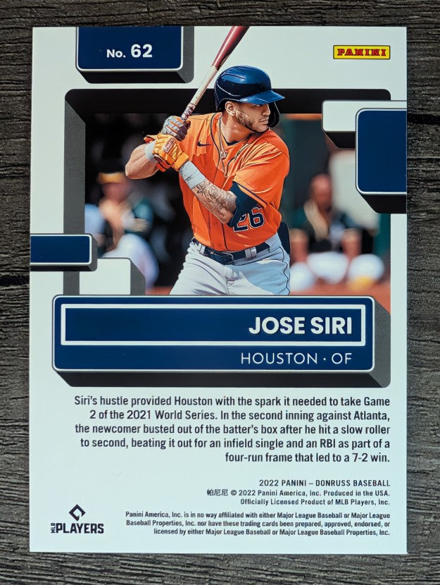 2022 Donruss Holo Blue #62 Jose Siri RR