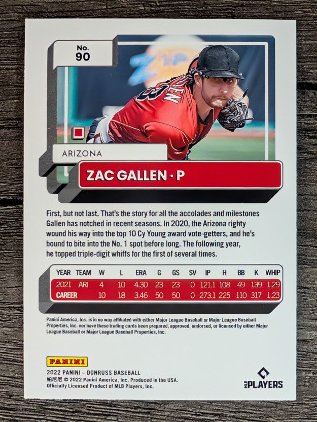 2022 Donruss Holo Blue #90 Zac Gallen