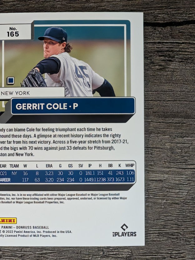 2022 Donruss Red #165 Gerrit Cole