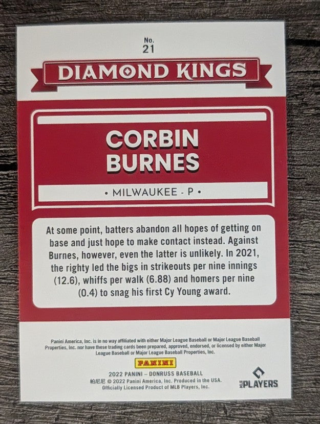 2022 Donruss Stat Line Career #21 Corbin Burnes DK/427