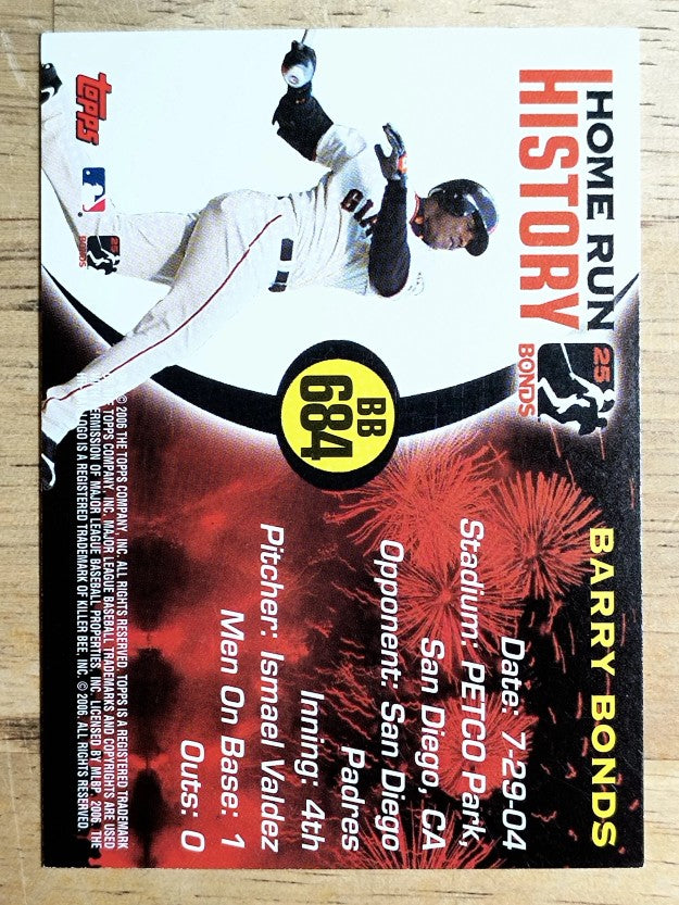 2005 Topps Barry Bonds Home Run History #684 Barry Bonds HR684