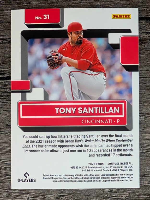 2022 Donruss #31 Tony Santillan RR RC