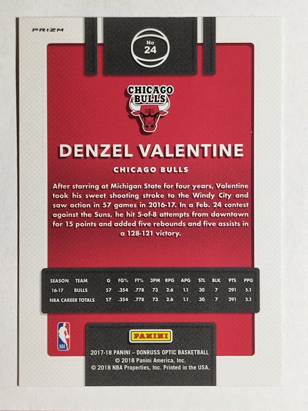2017-18 Donruss Optic Blue Velocity #24 Denzel Valentine
