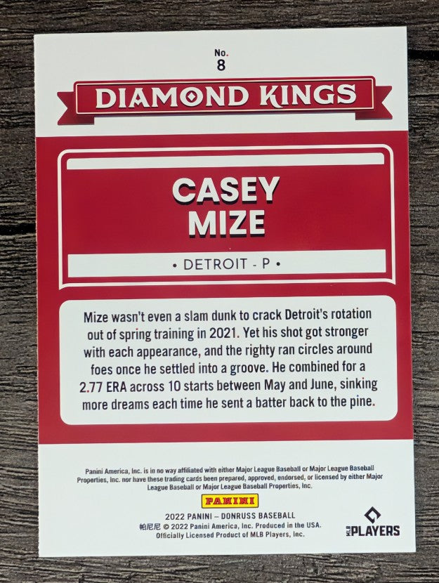 2022 Donruss #8 Casey Mize DK