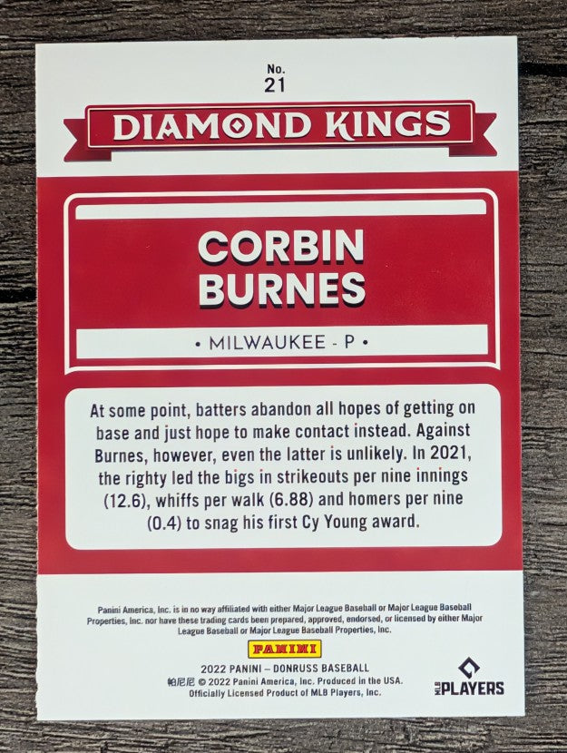 2022 Donruss #21 Corbin Burnes DK
