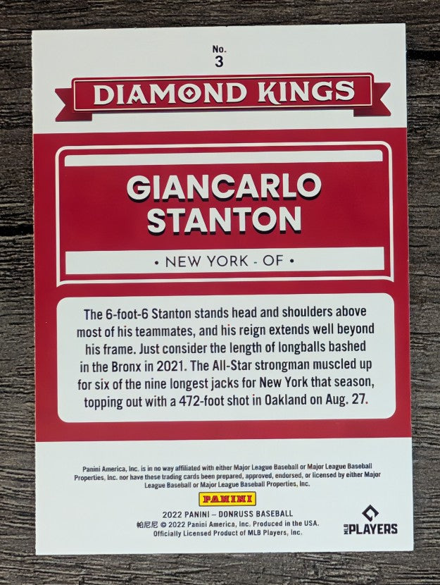 2022 Donruss #3 Giancarlo Stanton DK