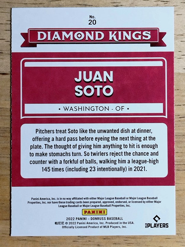 2022 Donruss #20 Juan Soto DK