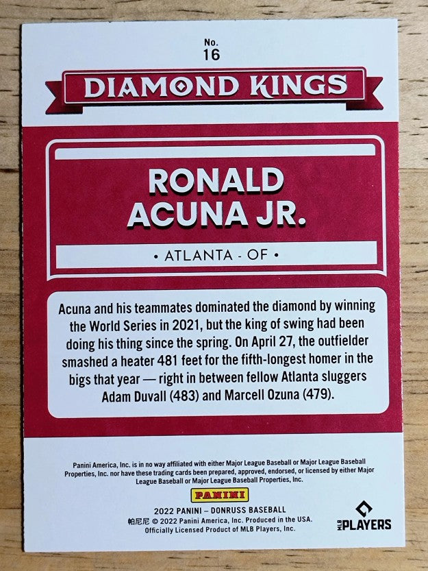 2022 Donruss #16 Ronald Acuna Jr. DK