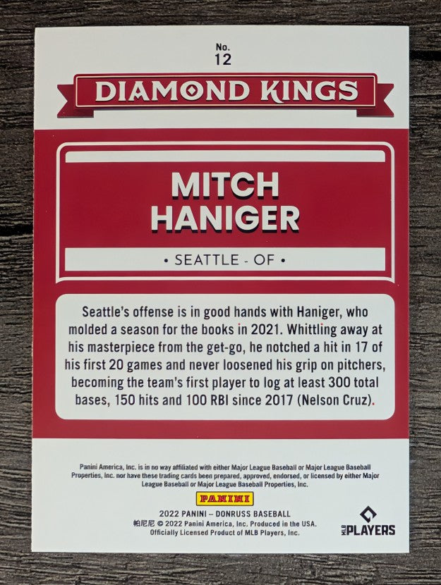 2022 Donruss #12 Mitch Haniger DK