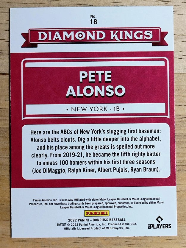 2022 Donruss #18 Pete Alonso DK