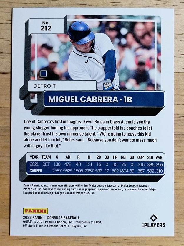 2022 Donruss #212 Miguel Cabrera