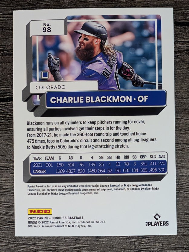 2022 Donruss #98 Charlie Blackmon