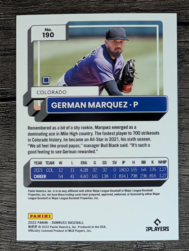 2022 Donruss #190 German Marquez