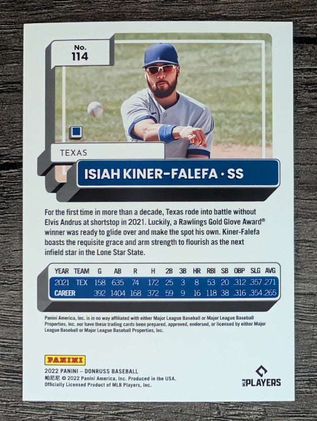 2022 Donruss #114 Isiah Kiner-Falefa