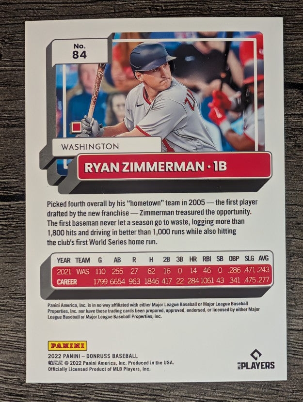 2022 Donruss #84 Ryan Zimmerman