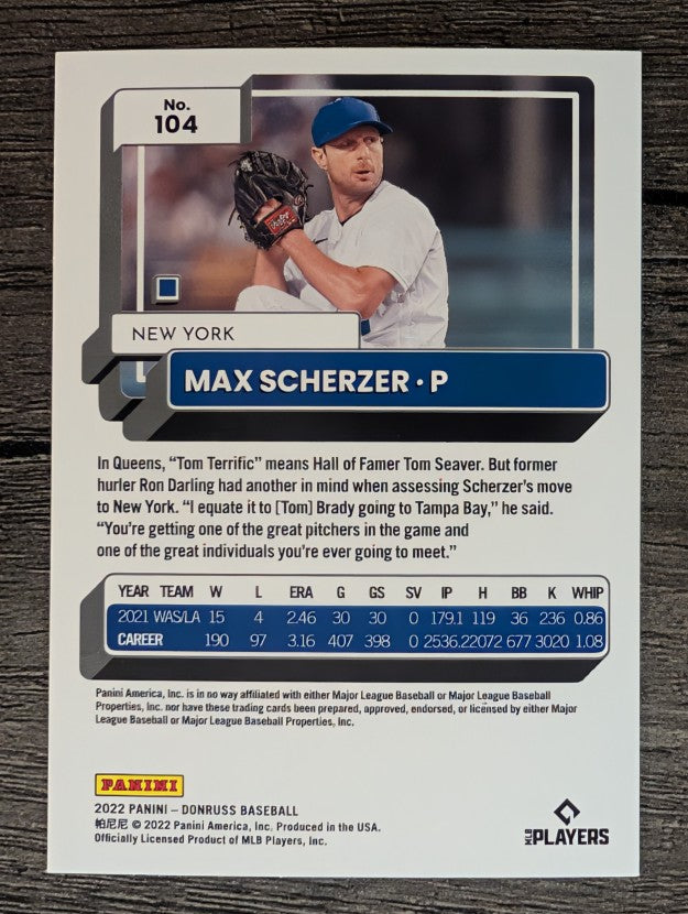 2022 Donruss #104 Max Scherzer
