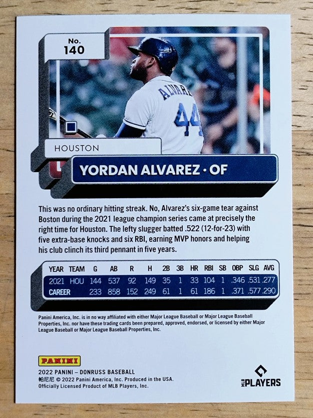 2022 Donruss #140 Yordan Alvarez