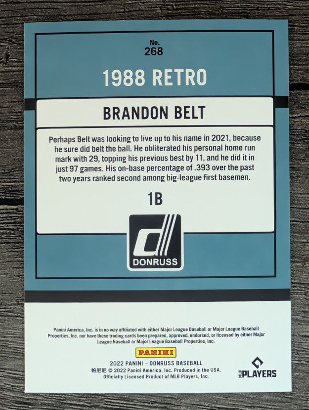 2022 Donruss #268 Brandon Belt RETRO