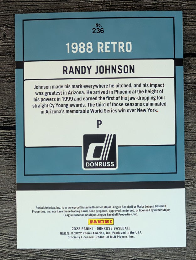 2022 Donruss #236 Randy Johnson RETRO