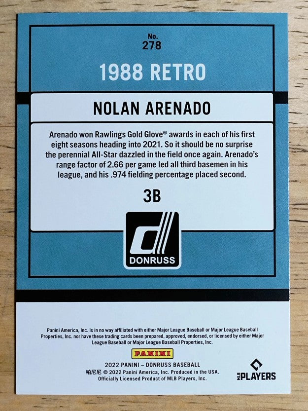 2022 Donruss #278 Nolan Arenado RETRO