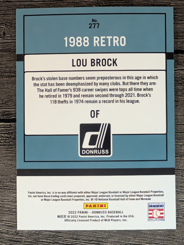2022 Donruss #277 Lou Brock RETRO