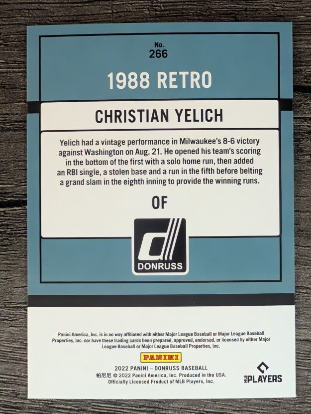 2022 Donruss #266 Christian Yelich RETRO
