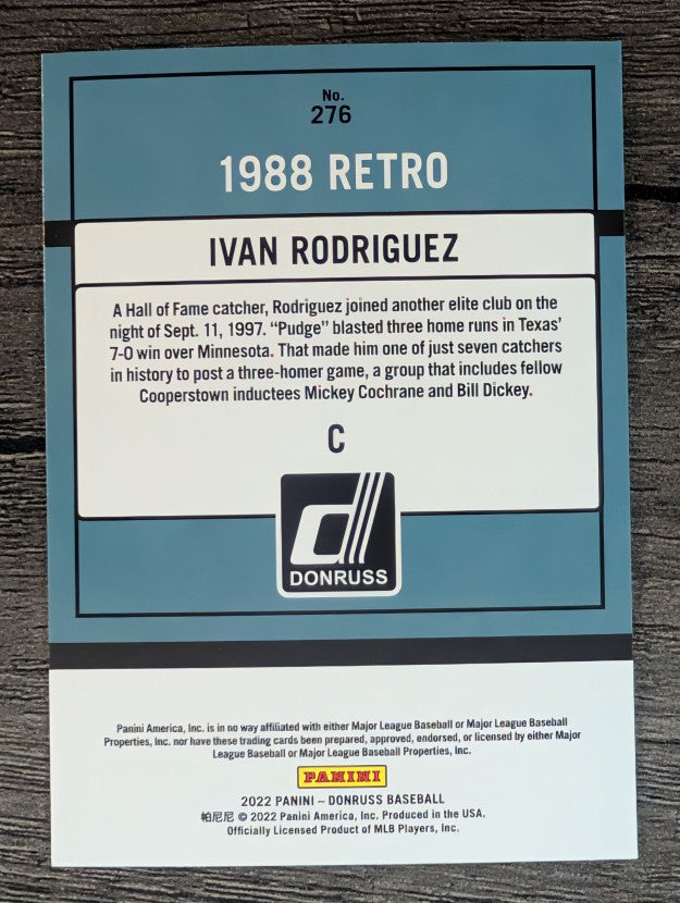 2022 Donruss #276 Ivan Rodriguez RETRO